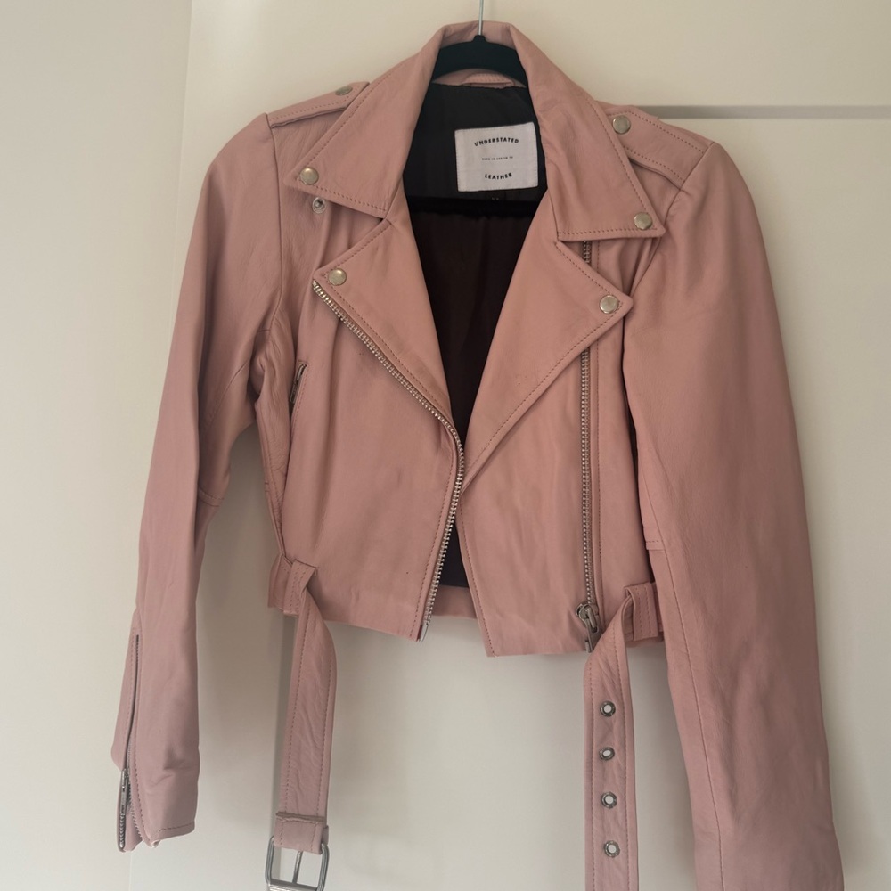 Understated Leather Pink Cropped Leather Jacket Vintage